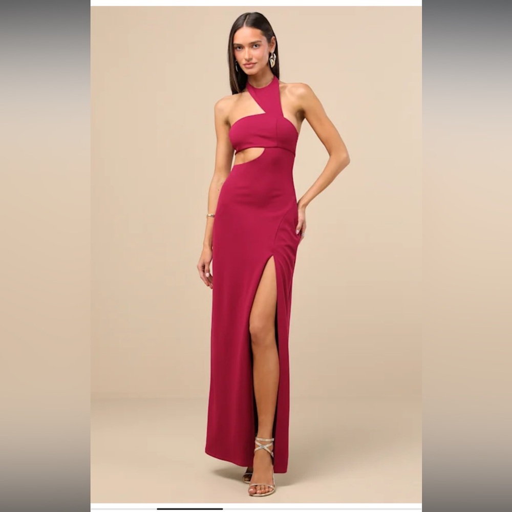 NWT-Sashia Magenta Sleeveless Asymmetrical Prom Dress
